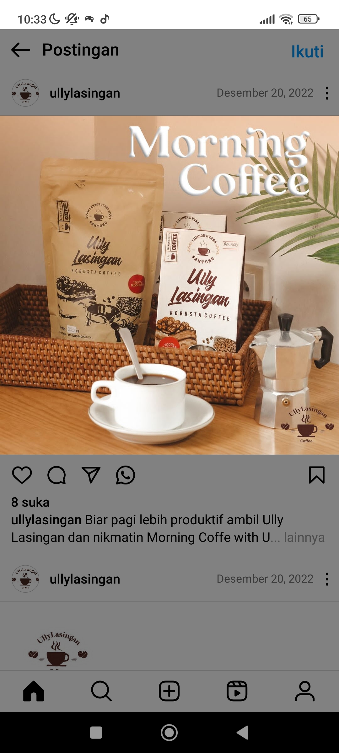Kopi Robusta Kemasan Kotak 100gr